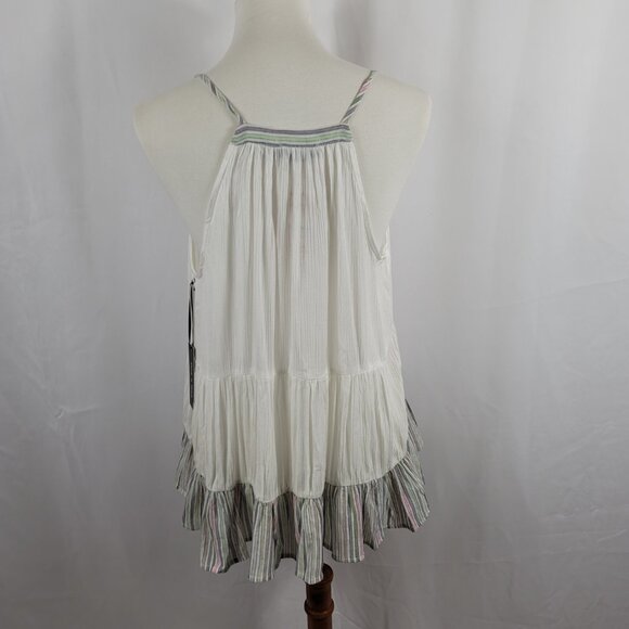 Doe & Rae Sleeveless Blouse Top Size Small White with Gray Stripe Hem NEW - Picture 10 of 16